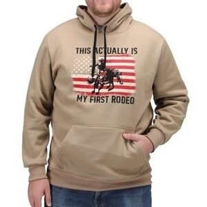 American Legend - Men's American My First Rodeo Hoodie in Khaki -‎ Size 2XL